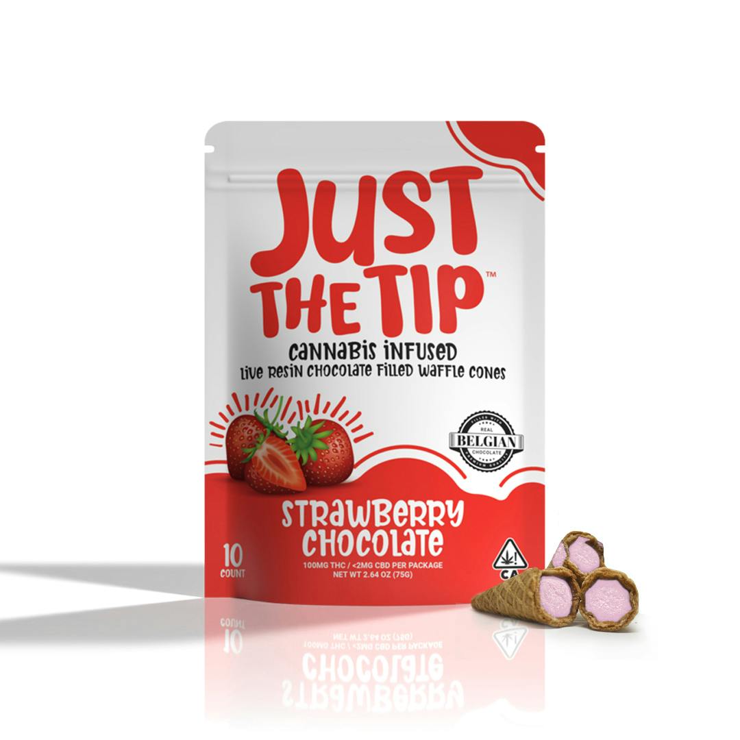 Just the Tip- Live Resin Chocolate Filled Waffle Cones- Strawberry Chocolate