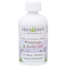 Mary Jane's Medicinal Massage Oil THC 60mg/ 20mg CBD — topicals listed on the Herbs 4 You menu