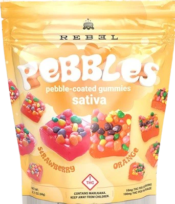 Rebel - Sativa Pebbles Gummies 100mg — gummies listed on the Herbs 4 You menu