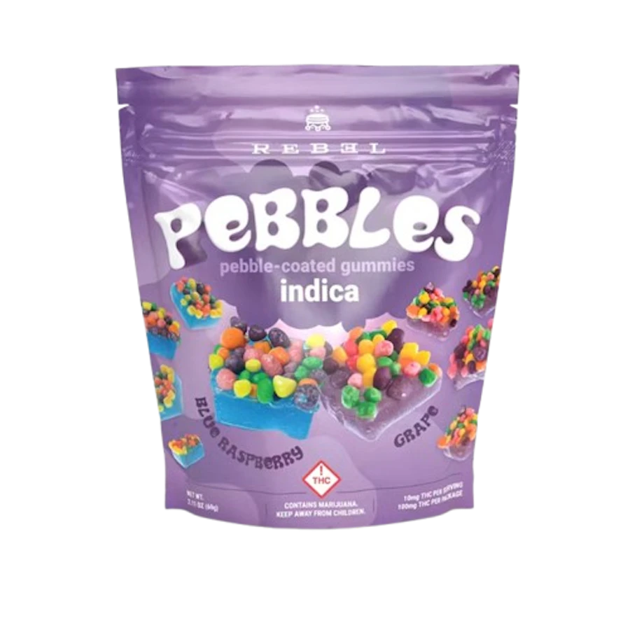 Rebel - Indica Pebbles Gummies 100mg — gummies listed on the Herbs 4 You menu