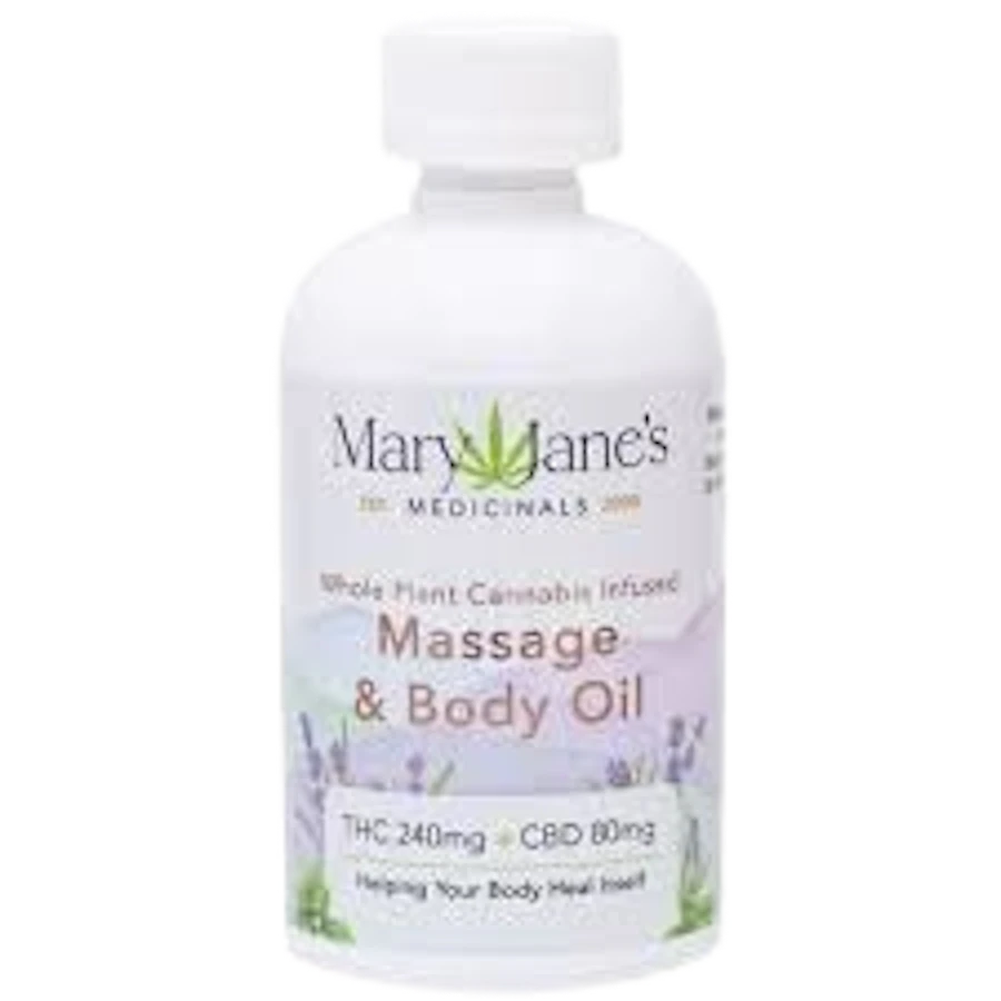 Mary Jane's Medicinal Massage Oil THC 60mg/ 20mg CBD — topicals listed on the Herbs 4 You menu