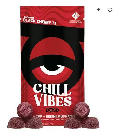 MED - Dosd Chill Vibes - Black Cherry 1:1 (2000mg THC/2000mg CBD + REISHI MUSHROOMS)