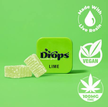 Drops | Lime 2pc Evergreen | Hybrid (100mg THC)