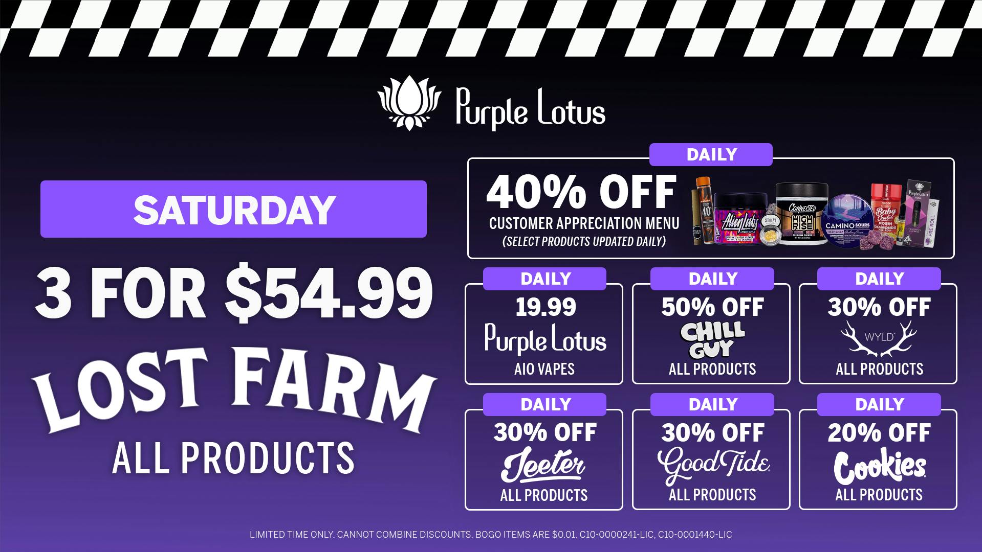 3 For $54.99 Lost Farm at Purple Lotus Patient Center - San Jose