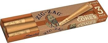 ZIG ZAG UNBLEACHED KING SIZE CONES 3PK $3 ND