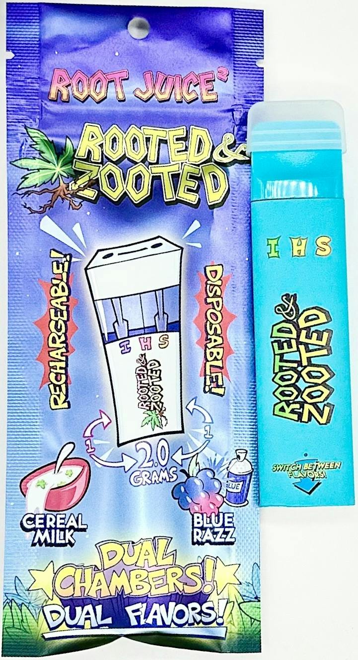 Rooted and Zooted 2g Dual Chamber Disposable | Cereal Milk/Blue Razz