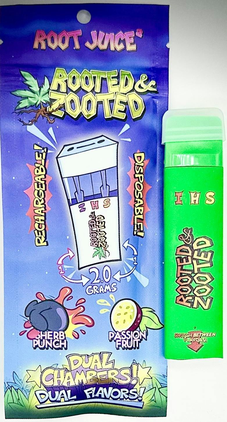 Rooted and Zooted 2g Dual Chamber Disposable | Sherb Punch/Passion Fruit