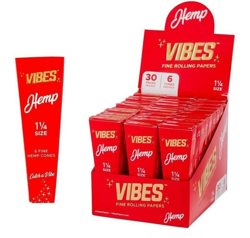 VIBES FINE HEMP 1 1/4 6PK CONES