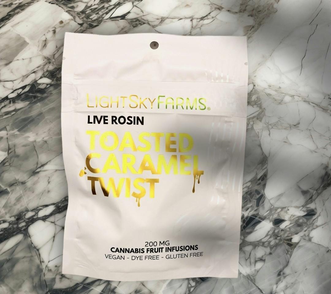 LightSky Farms | Toasted Caramel Twist | 200mg live rosin gummies - vegan