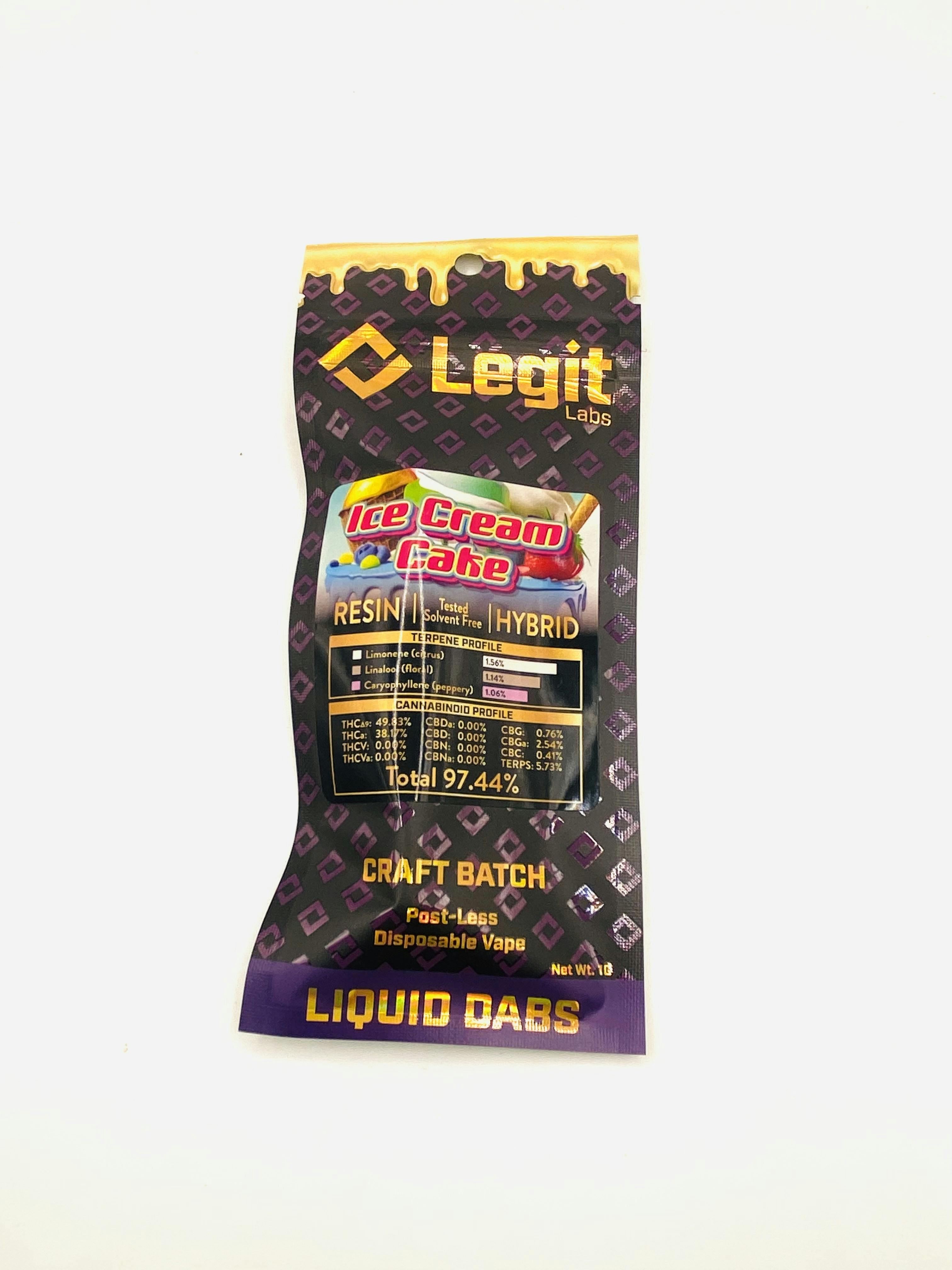 Legit Labs | Ice Cream Cake | 1g Live Resin Disposable