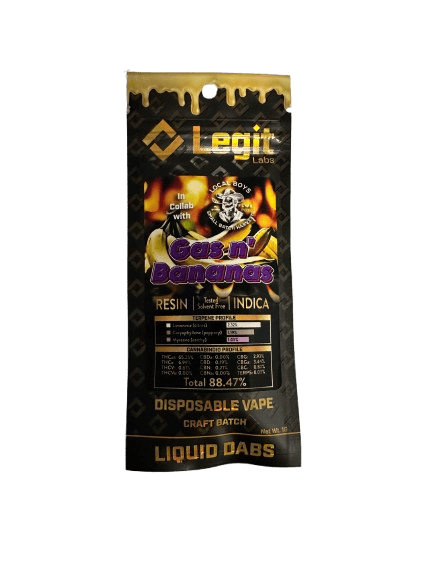 Legit Labs | Gas N' Bananas | 1g Live Resin Disposable