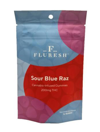 Fluresh | Sour Blue Raz | 200mg THC Gummies