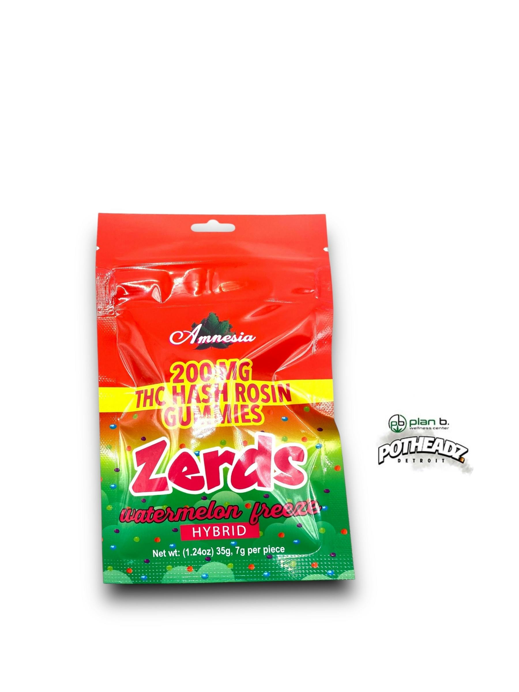 Zerds - Watermelon Peace 200mg hash rosin gummies
