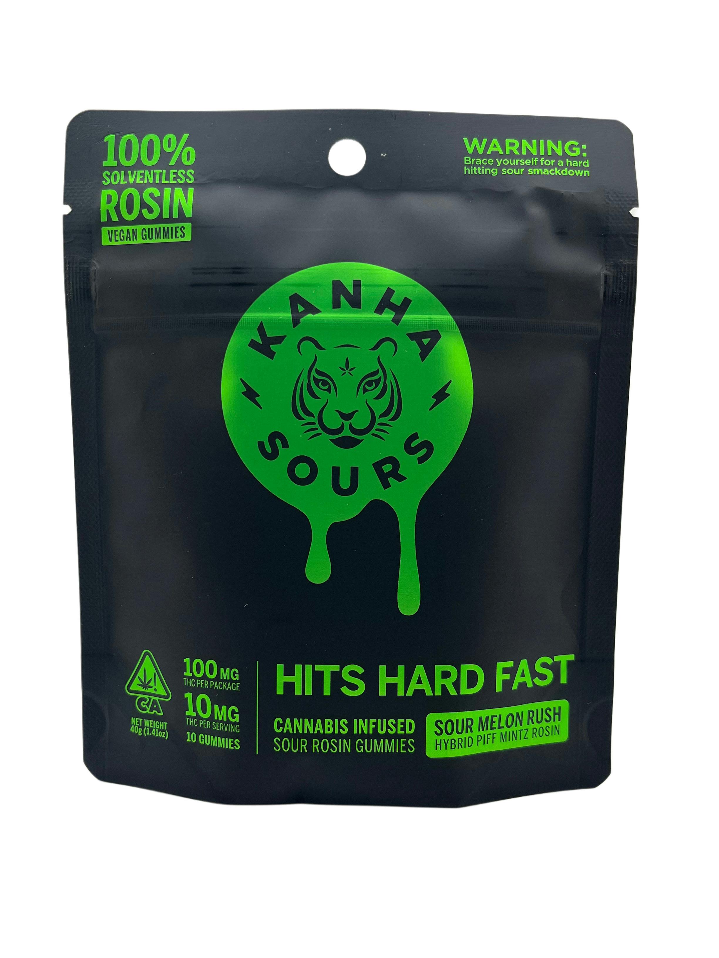 Rosin Sours | Sour Melon Rush Gummies | 100mg | 10ct | 10mg/ea
