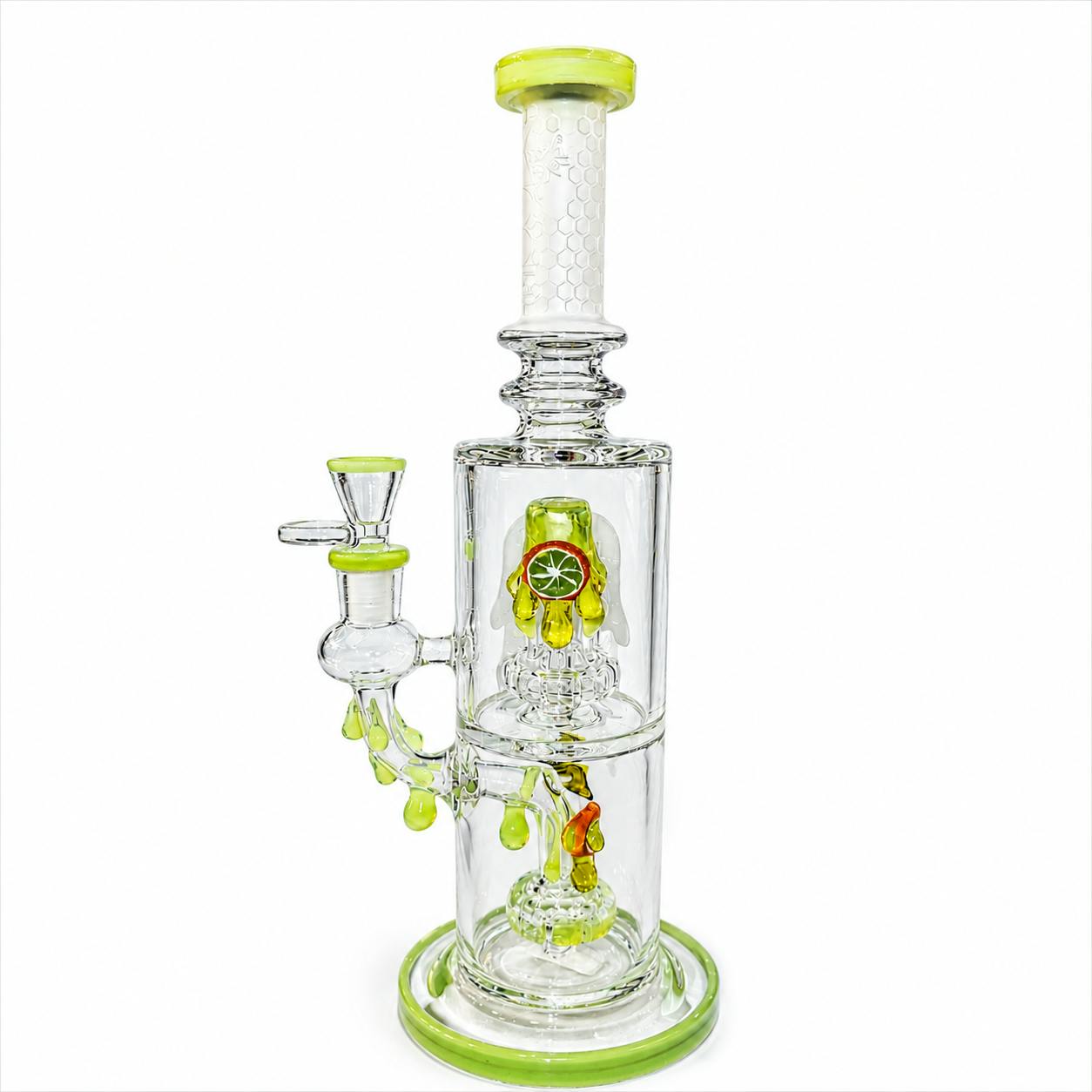 HONEYCOMB DRIP - SANDBLASTED GLASS BONG