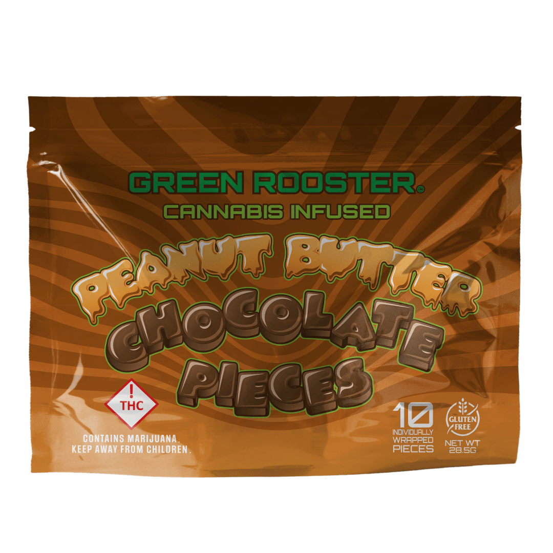Green Rooster Peanut Butter Chocolate Pieces [10pk] (100mg THC)