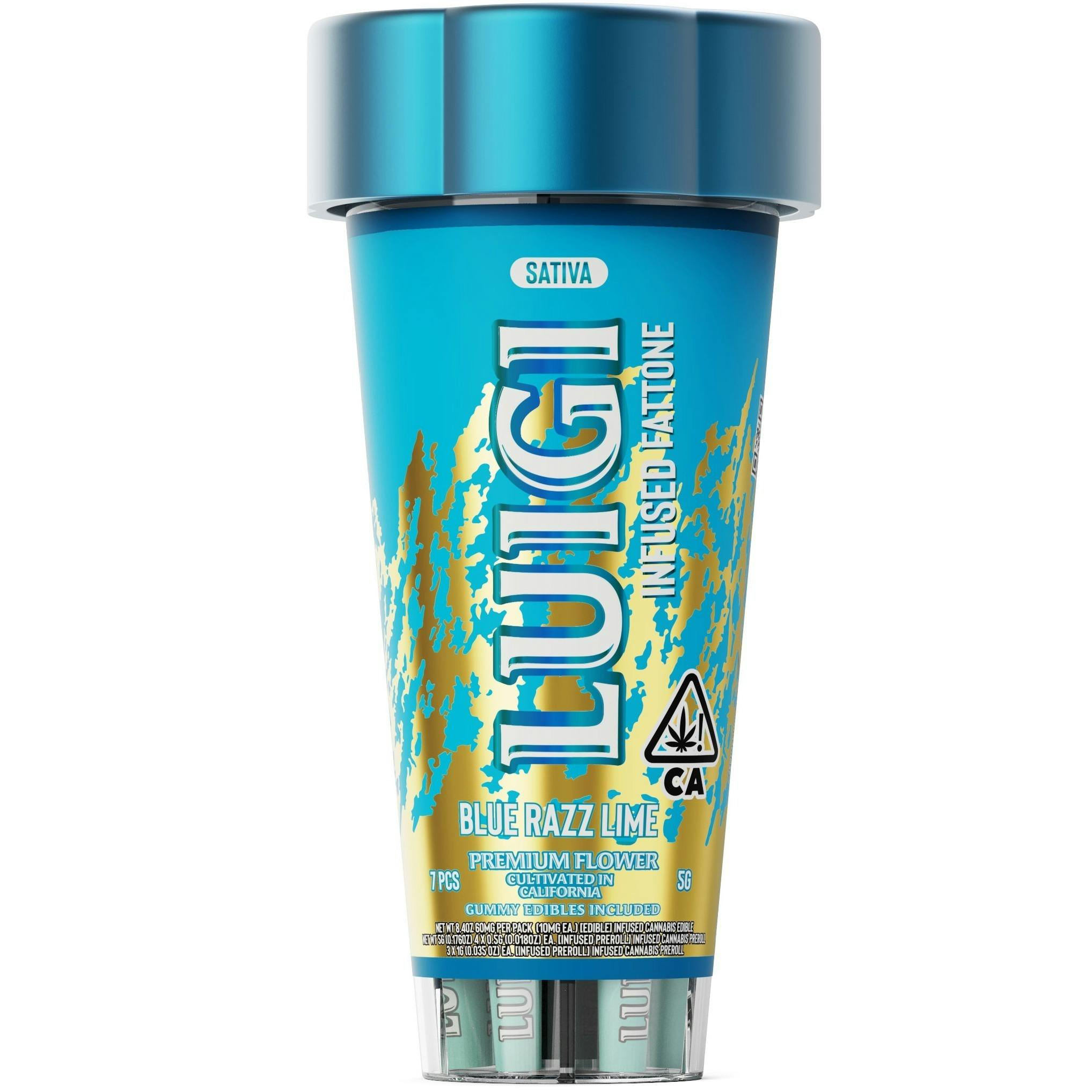 LUIGI BLUE RAZZ LIME (S) 7PK 5G INFUSED PREROLLS