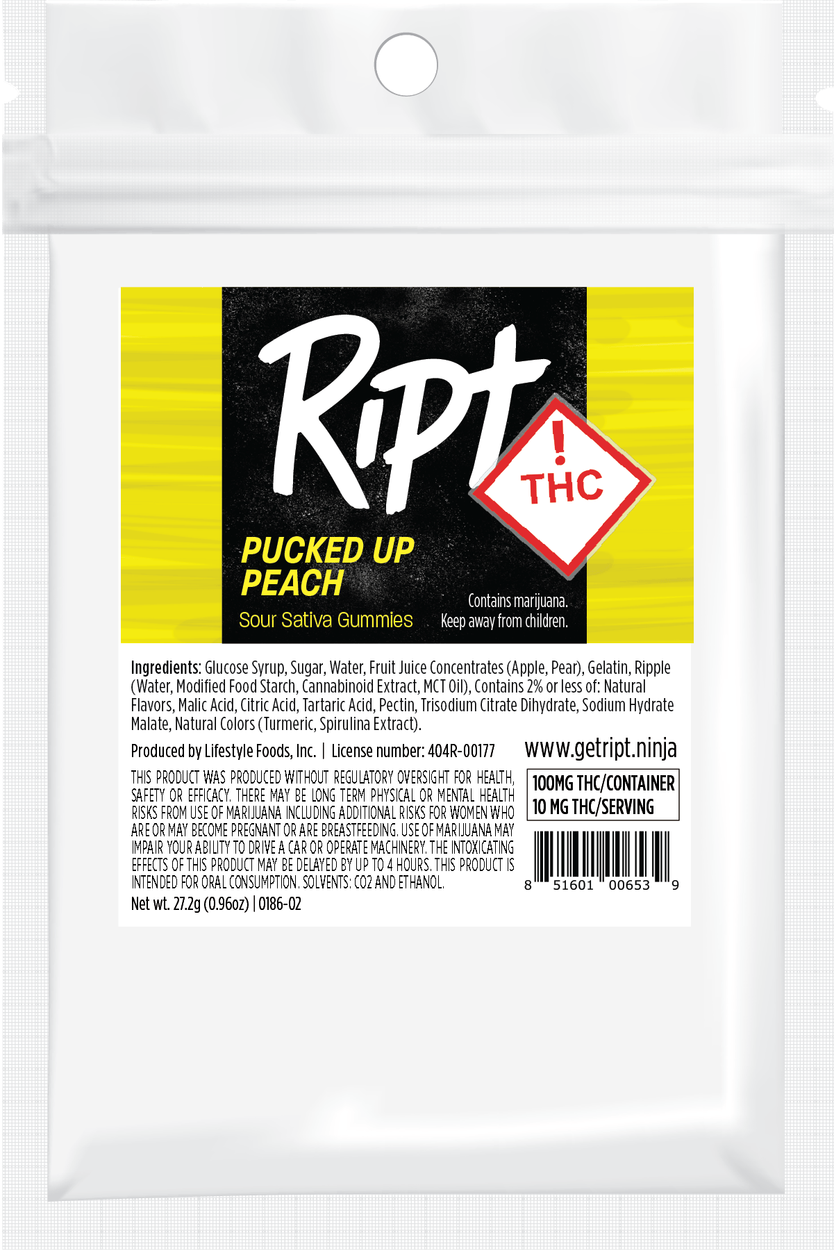Ript - Pucked Up Peach Gummies 100mg 10pk