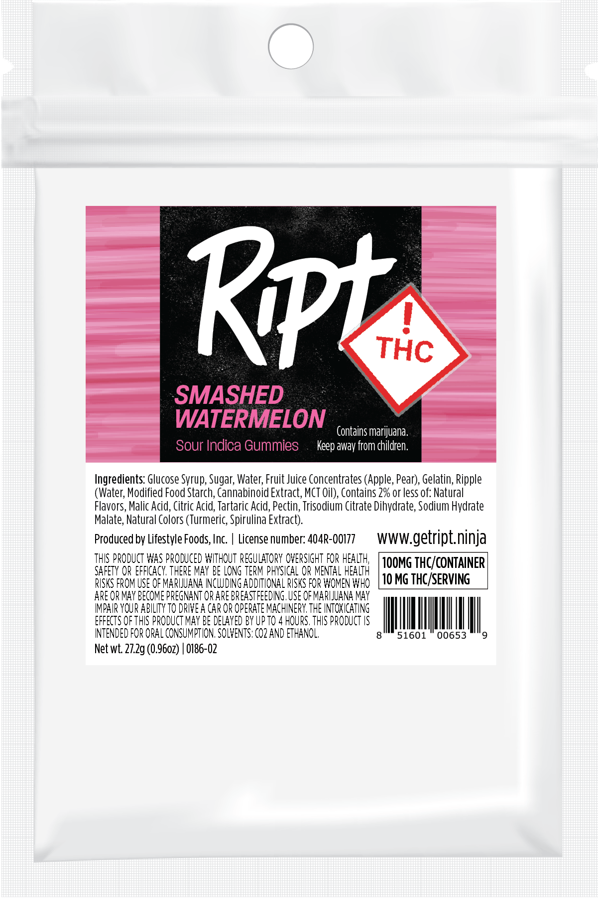 Ript - Smashed Watermelon Gummies 100mg 10pk
