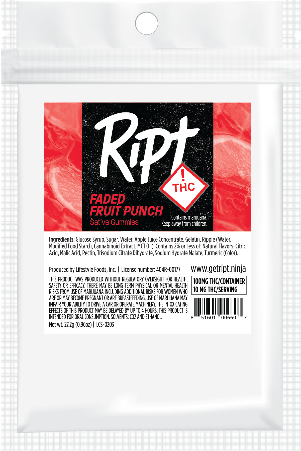 Ript - Faded Fruit Punch Gummies 100mg 10pk
