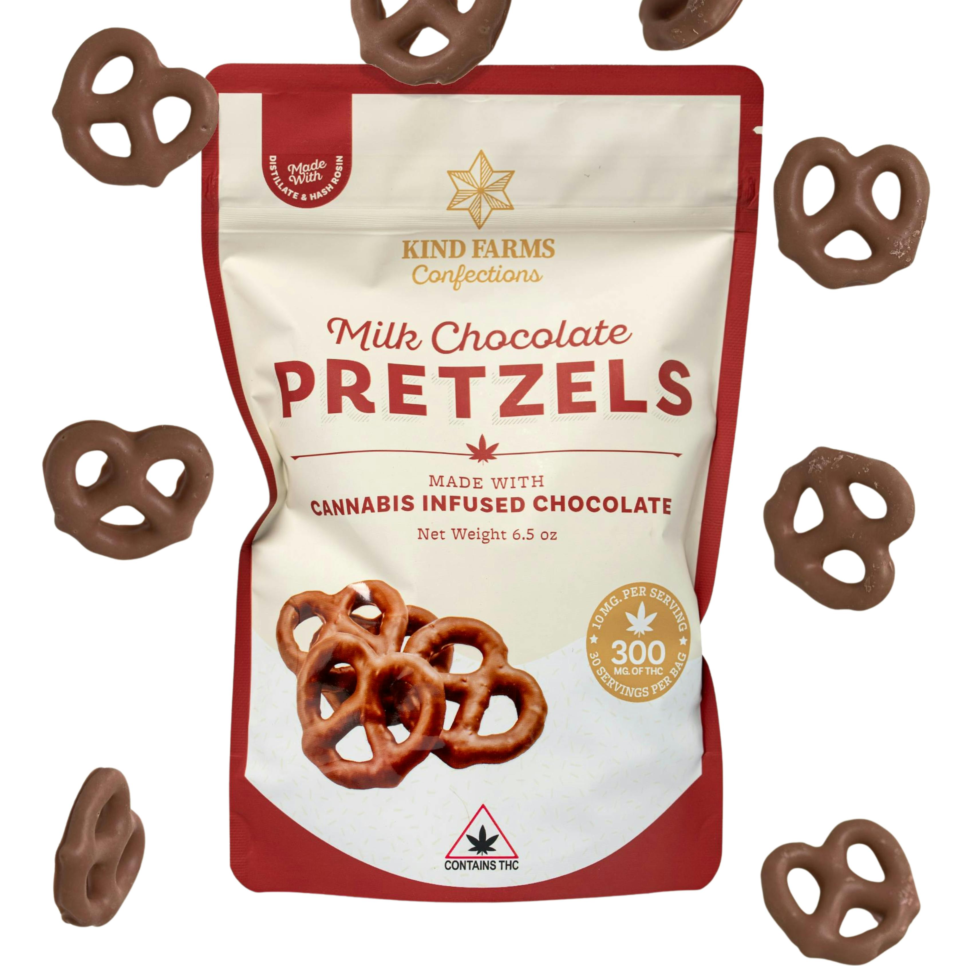 Milk Chocolate Covered Pretzels 300mg THC - Kind Farms Confections by Kind Farms Reserve