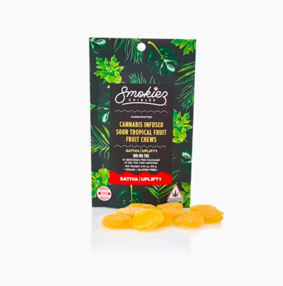 Sour Tropical Fruit Gummies | 100mg | 10ct | 10mg/ea by Smokiez Edibles