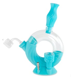 Ooze® 4-in-1 Ozone Hybrid Silicone Rig Nectar Collector & Water Bubbler - Aqua Teal