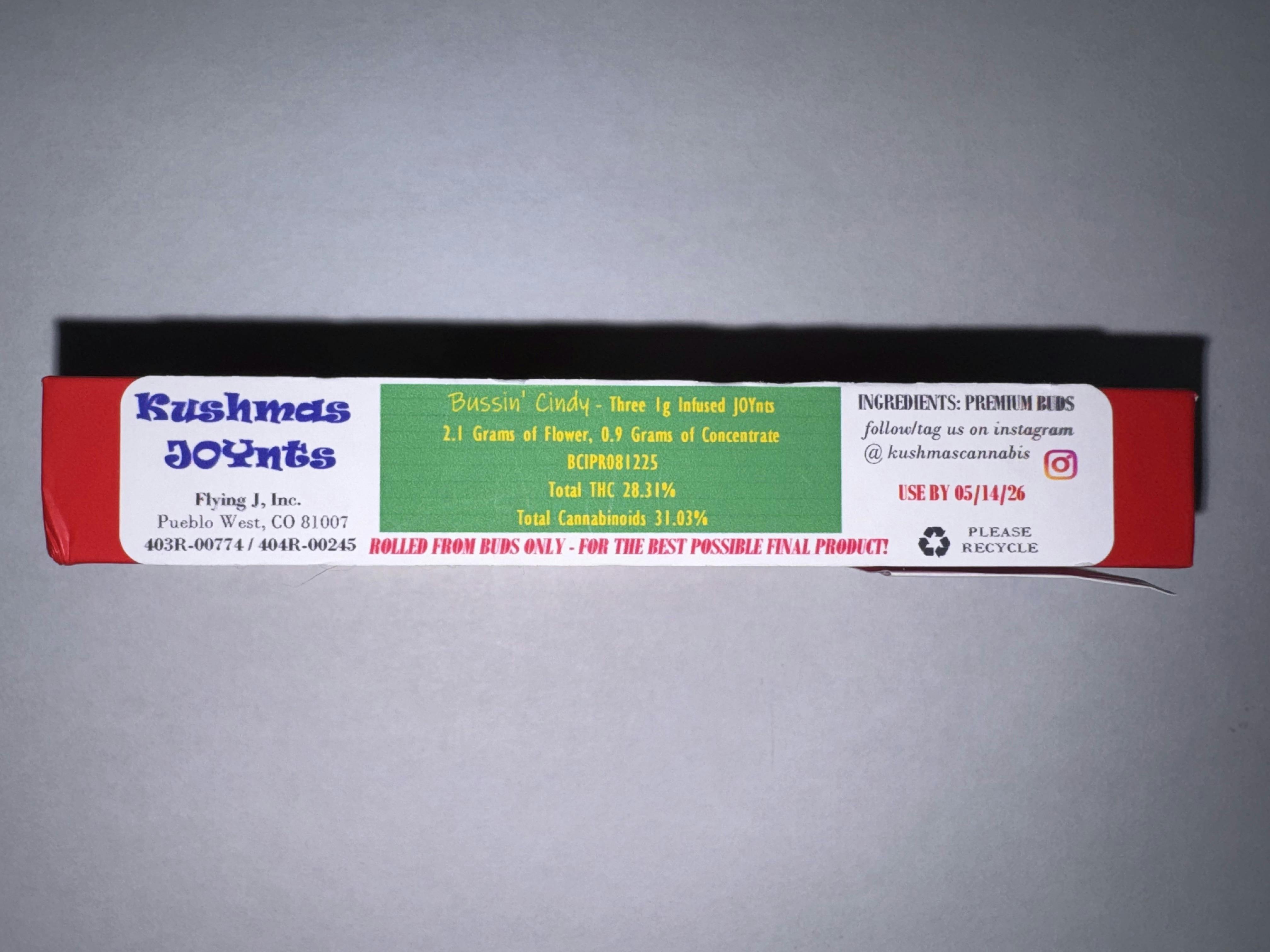 Kushmas Bussin Cindy Infused Pre-Roll 3 Pack