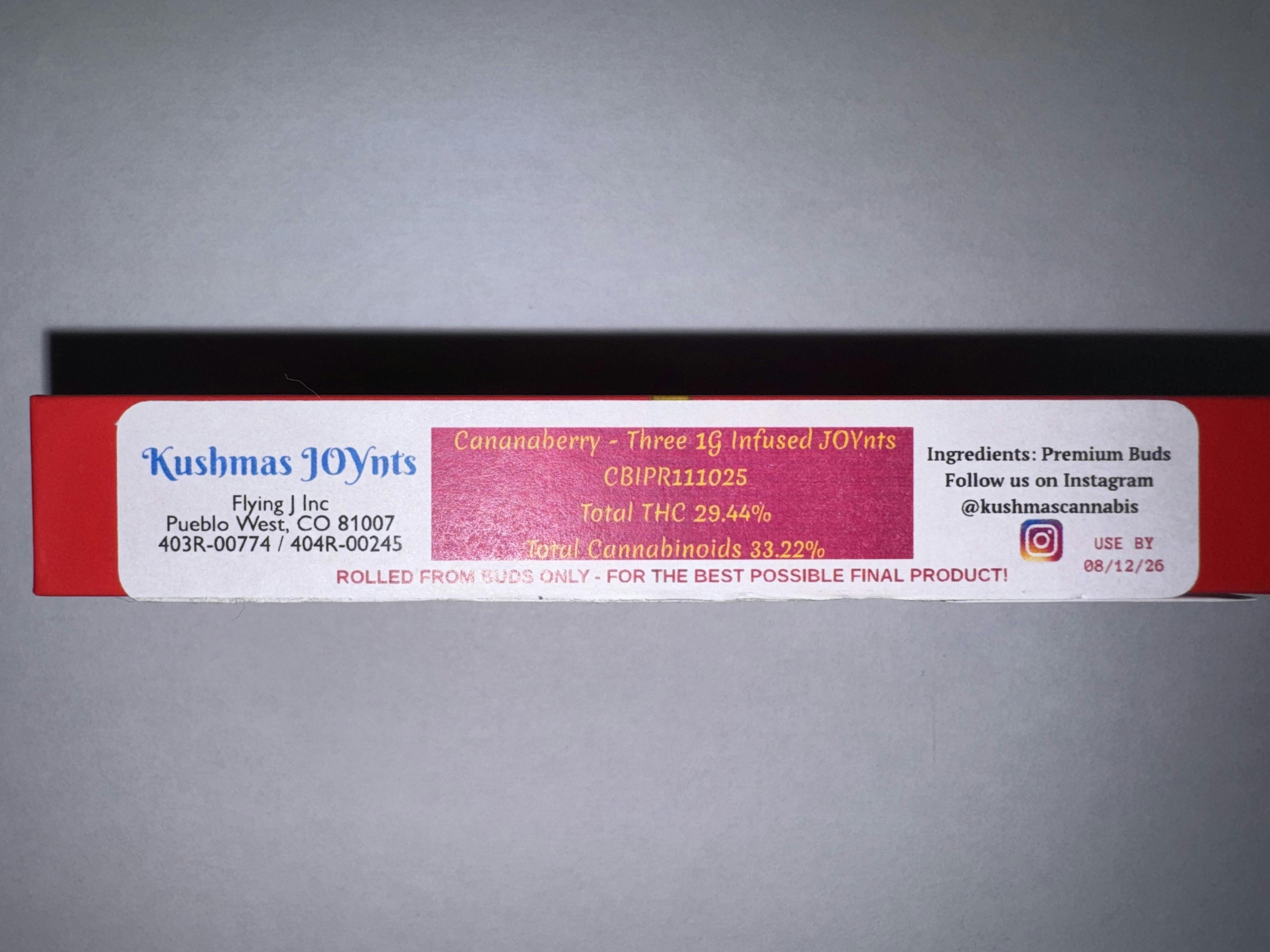 Kushmas Cananaberry Infused Pre-Roll 3 Pack