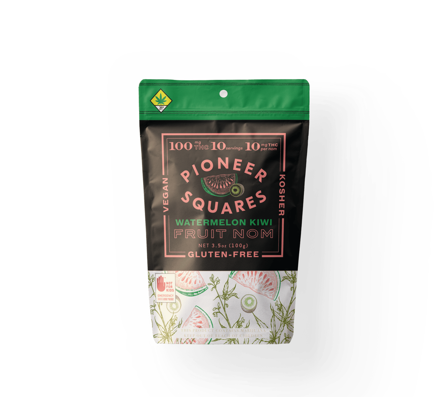 Gummies Watermelon Kiwi [10pk] (100mg THC) by Pioneer Squares by Craft Elixirs