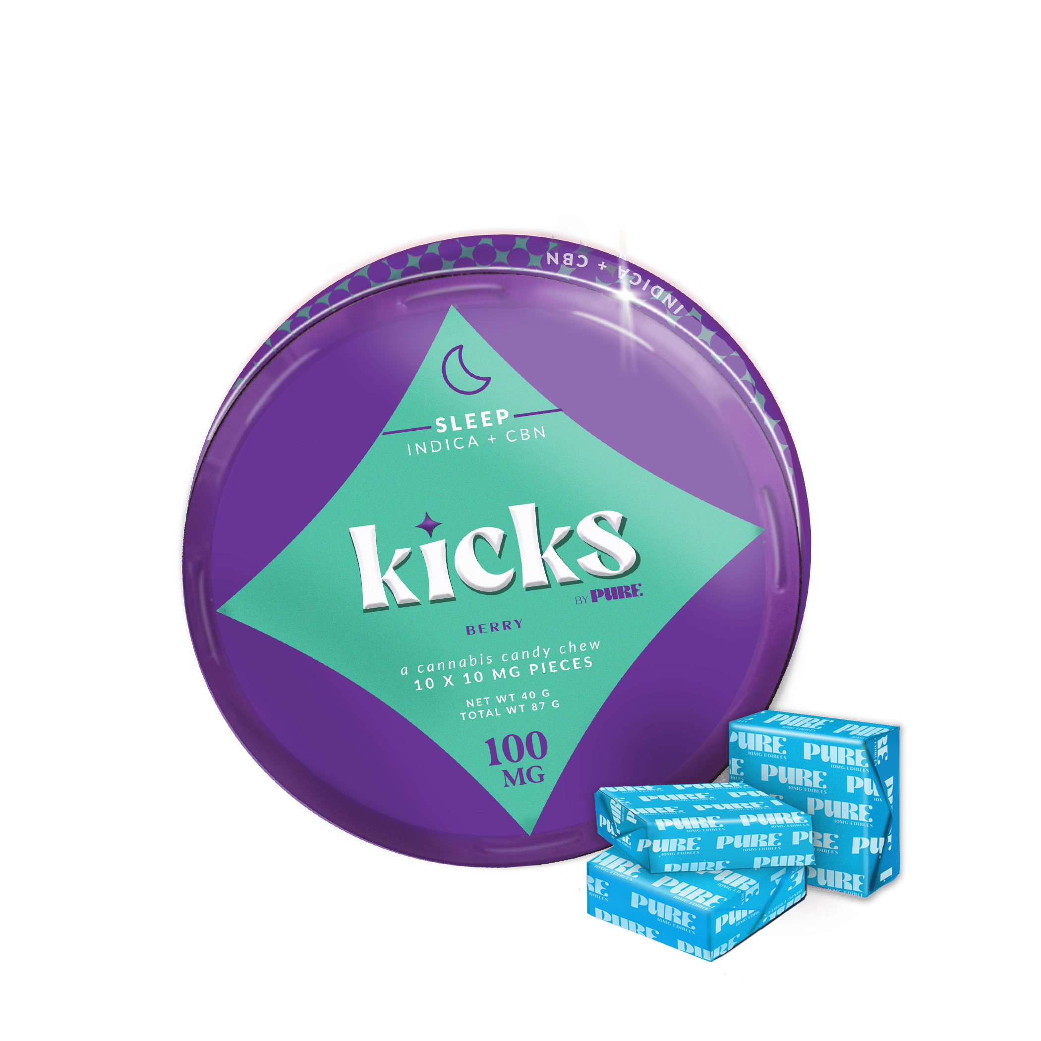 Pure | Kicks - Sleep | Gummies | 100mg | 10ct | 10mg/ea by Pure