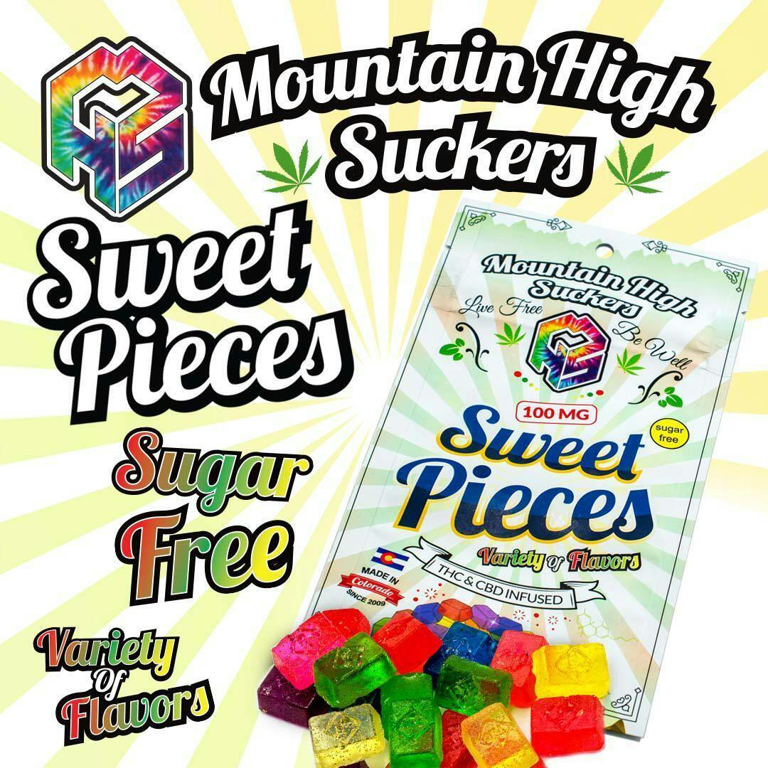 Mountain High Suckers- Sweet Pieces Hard Candy- Sugar-Free Assorted Flavors