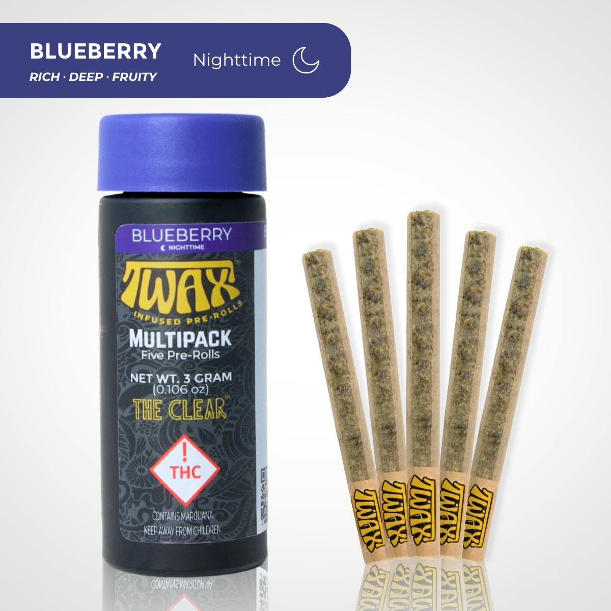 The CLEAR | TWAX Minis Infused Pre-Rolls .6g (5 Pack) - Blueberry