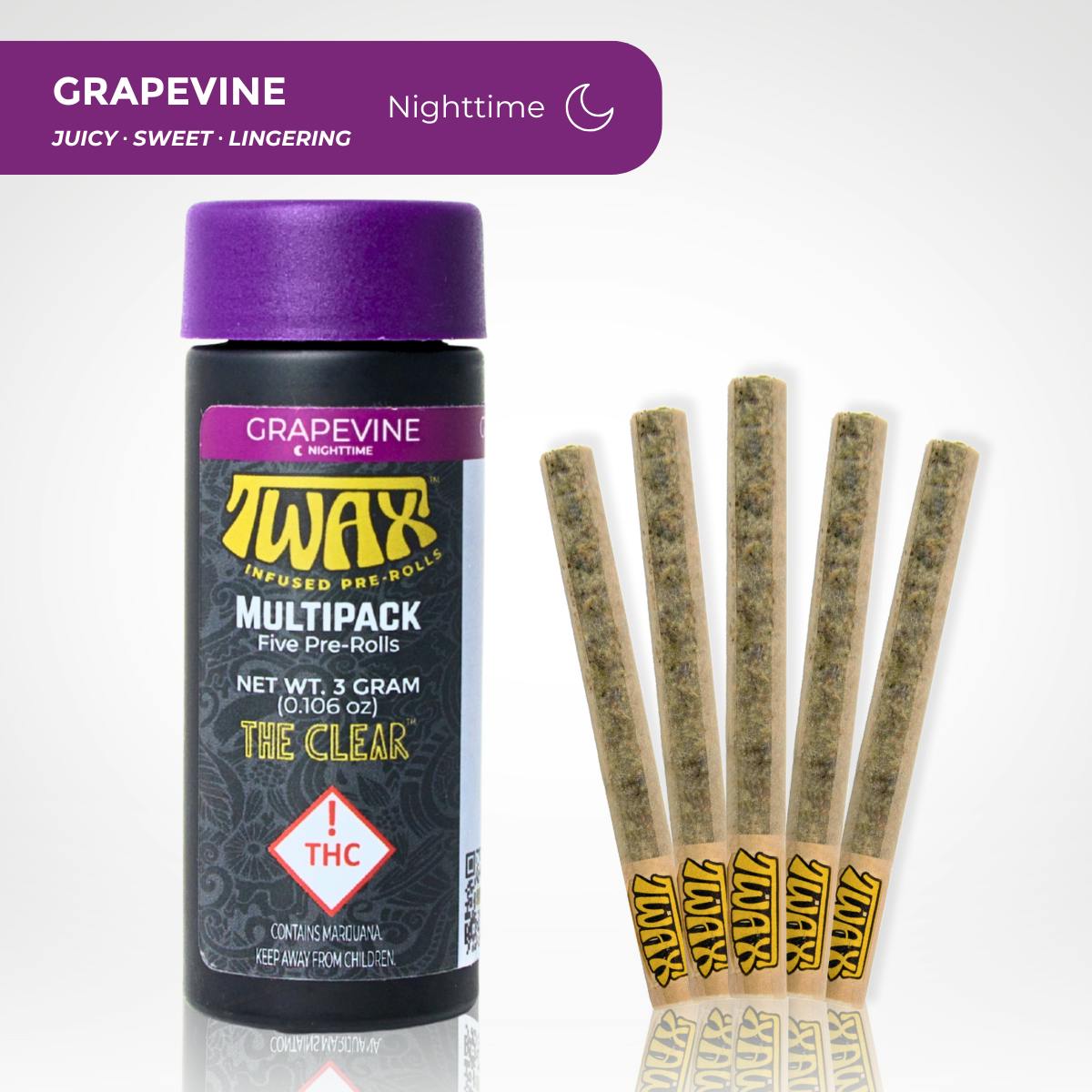The CLEAR | TWAX Minis Infused Pre-Rolls .6g (5 Pack) - Grapevine