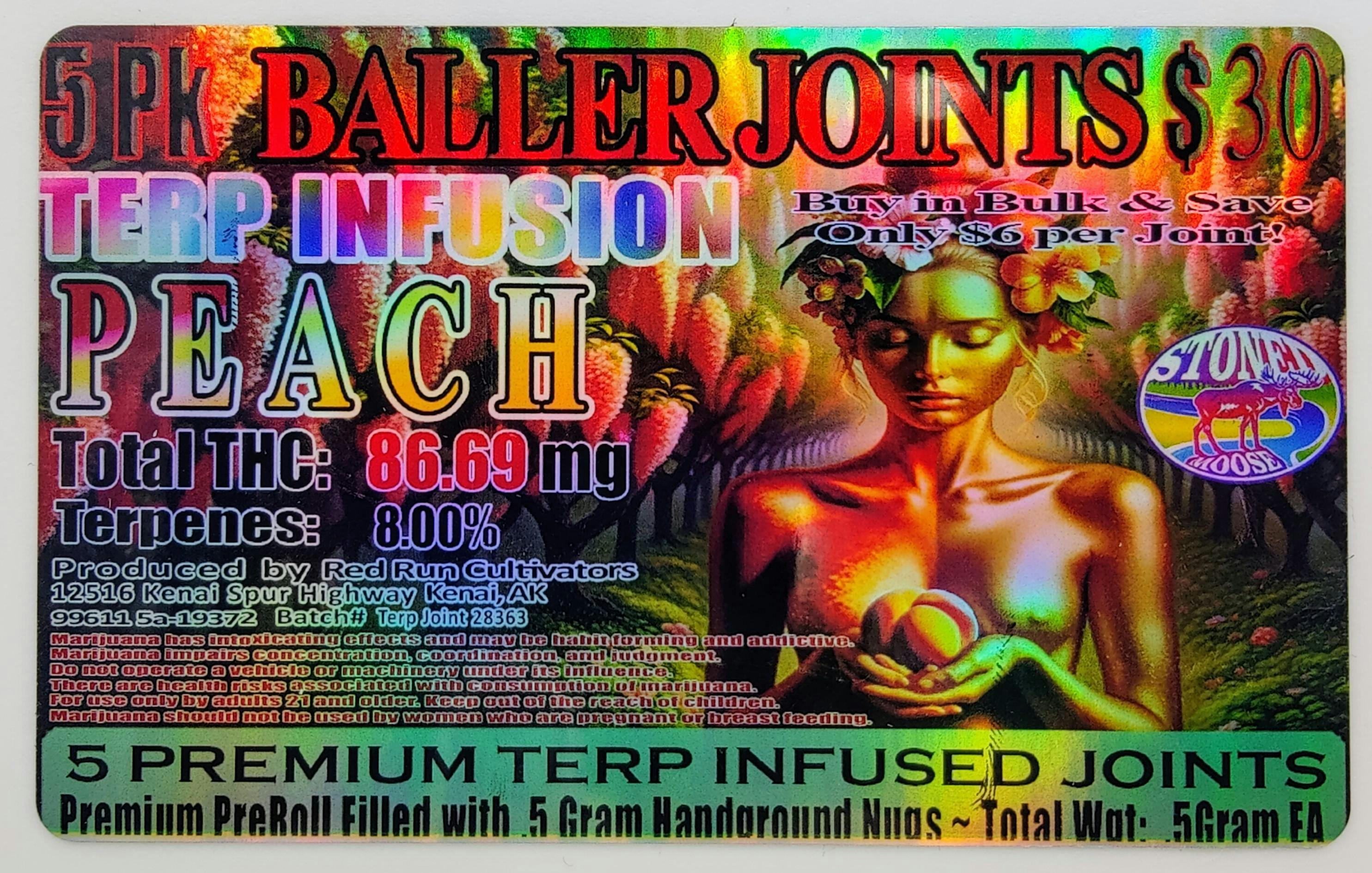 5pk Terp Infused Joints Peach