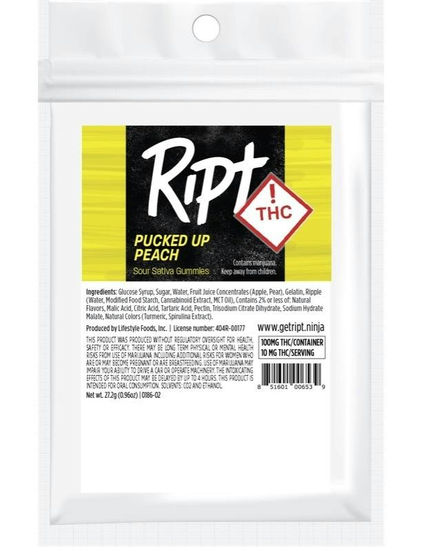 Ript - Pucked Up Peach Gummies 100mg 10pk