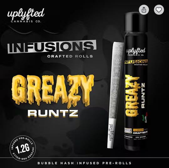 1.2g Bubble Hash Infused Pre-Roll - Greazy Runtz by Uplyfted Cannabis Co