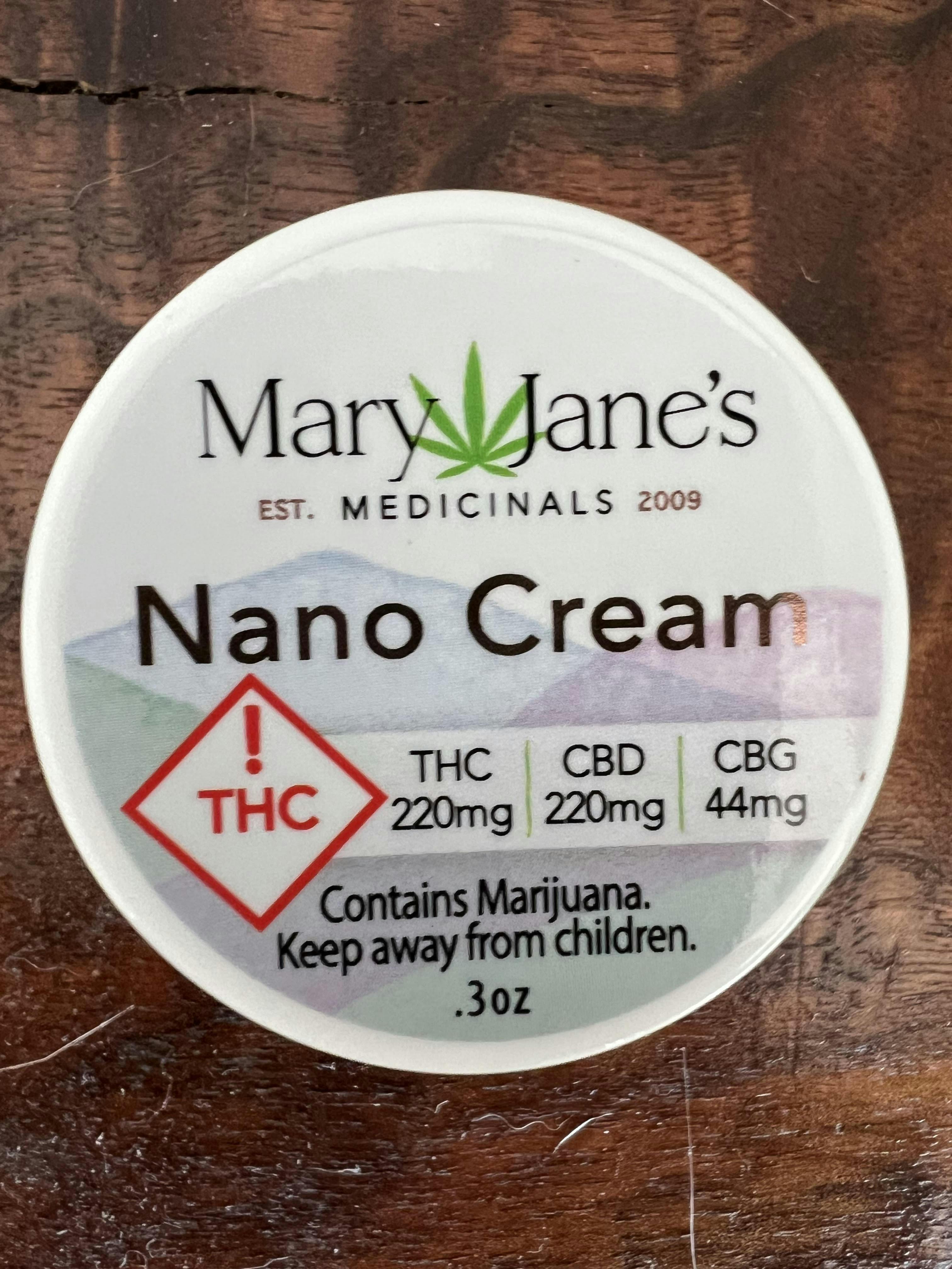 Mary Jane's Medicinals - Nano Cream 0.3oz (THC 220mg CBD 220mg CBG 44mg) at The Dispensary - Colorado Springs