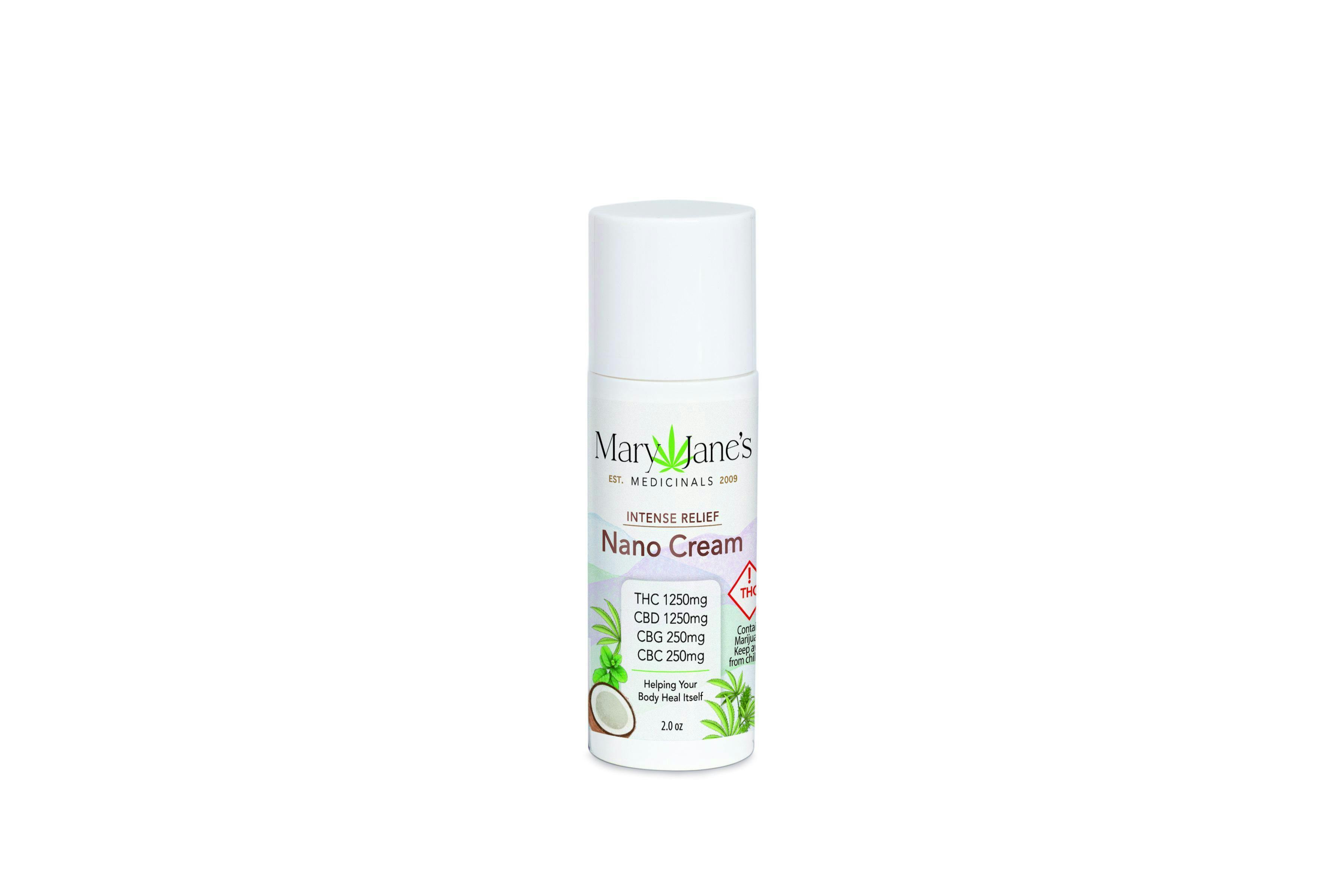 Mary Jane's Medicinals - Nano Cream 1.7oz THC:1250mg CBD:1250mg CBG:250mg