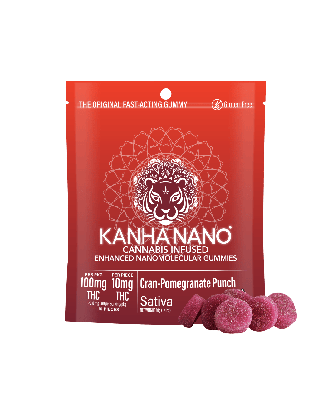 NANO | Cran-Pomegranate Gummies | 100mg | 10ct | 10mg/ea