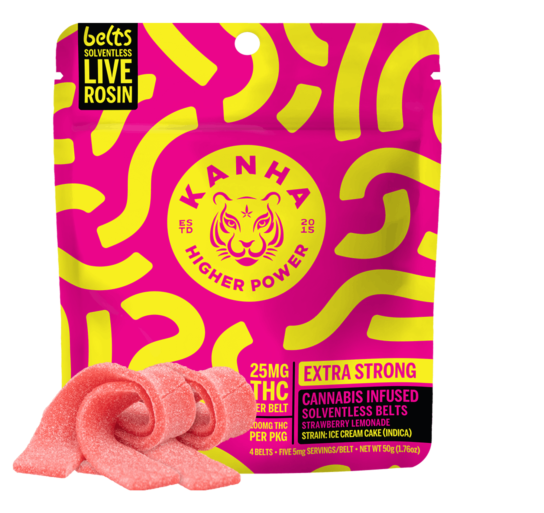 Solventless Belts | Strawberry Lemonade Gummies | 100mg | 4ct | 25mg/ea