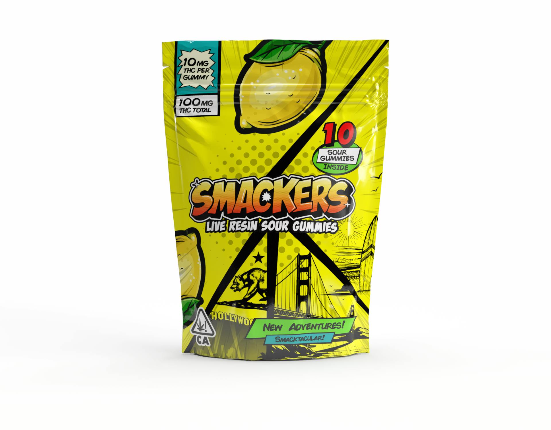 SMACKERS - LEMON 100MG LIVE RESIN GUMMIES | Gummies | 10pk | 10mg/ea