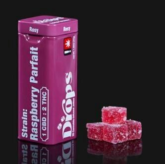 DROPS - EDIBLE - GUMMIES - 100MG - 1:2 CBD:THC - HYBRID - RASPBERRY