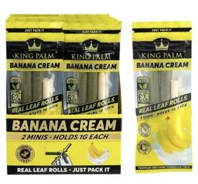 ROOTS GLASS - ACCESSORIES - KING PALM - 2PK - TERPENE INFUSED LEAF TUBES - MINI ROLLS - BANANA CREAM