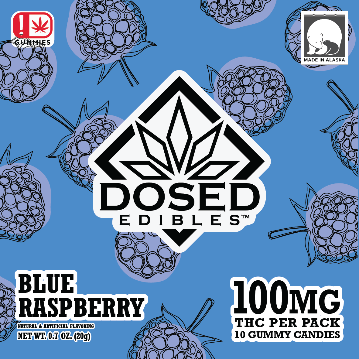 Blue Raspberry 100mg Gummies By Dosed Edibles