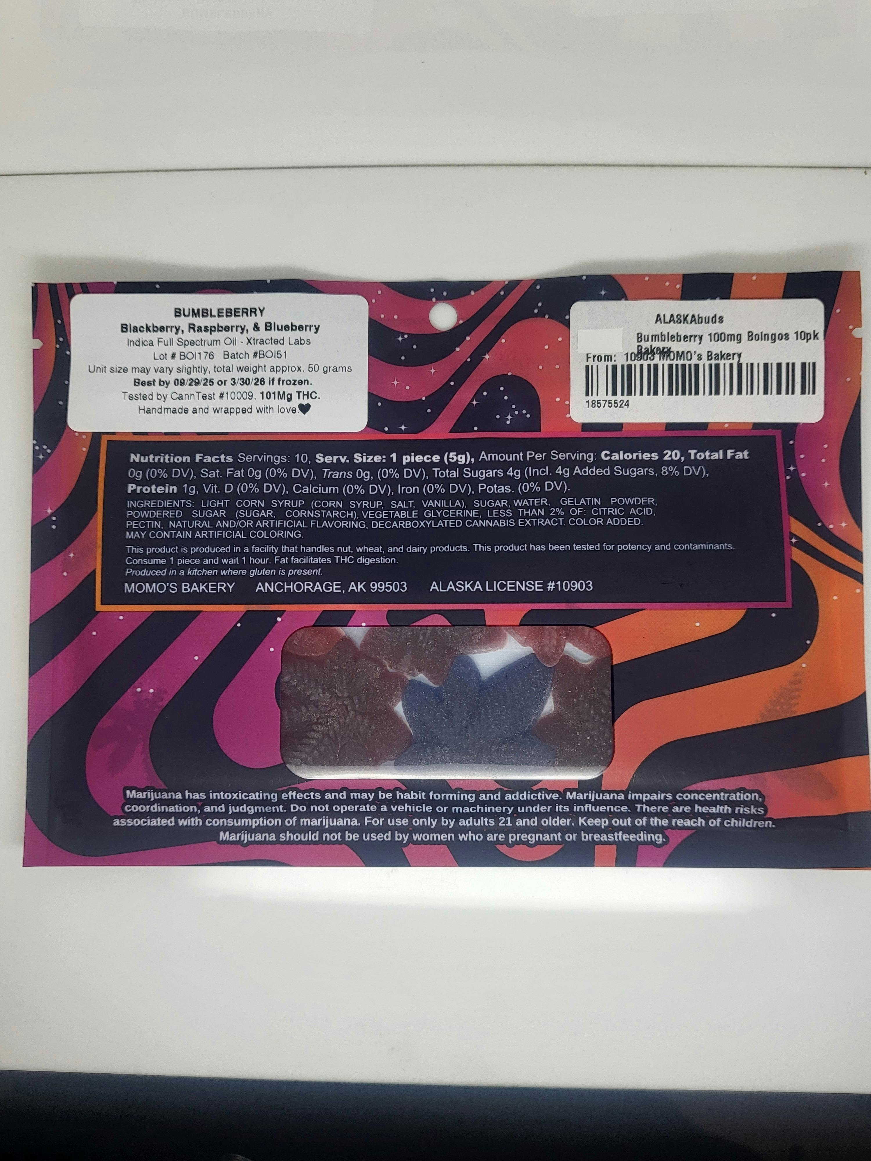 Bumbleberry Variety Indica Boingos | 10pk | 100mg total by MoMo's Bakery