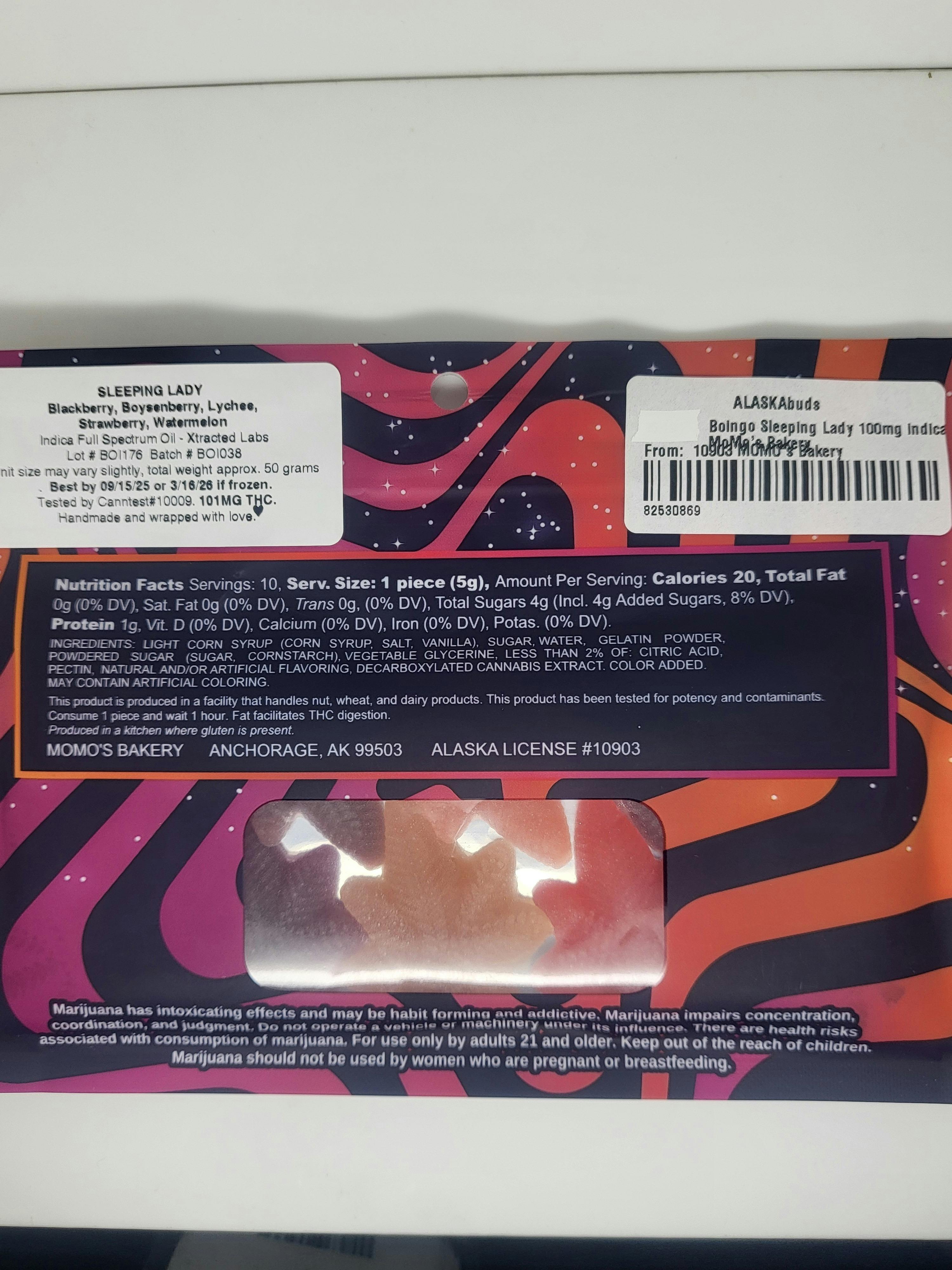 Sleeping Lady Variety Indica Boingos | 10pk | 100mg total by MoMo's Bakery