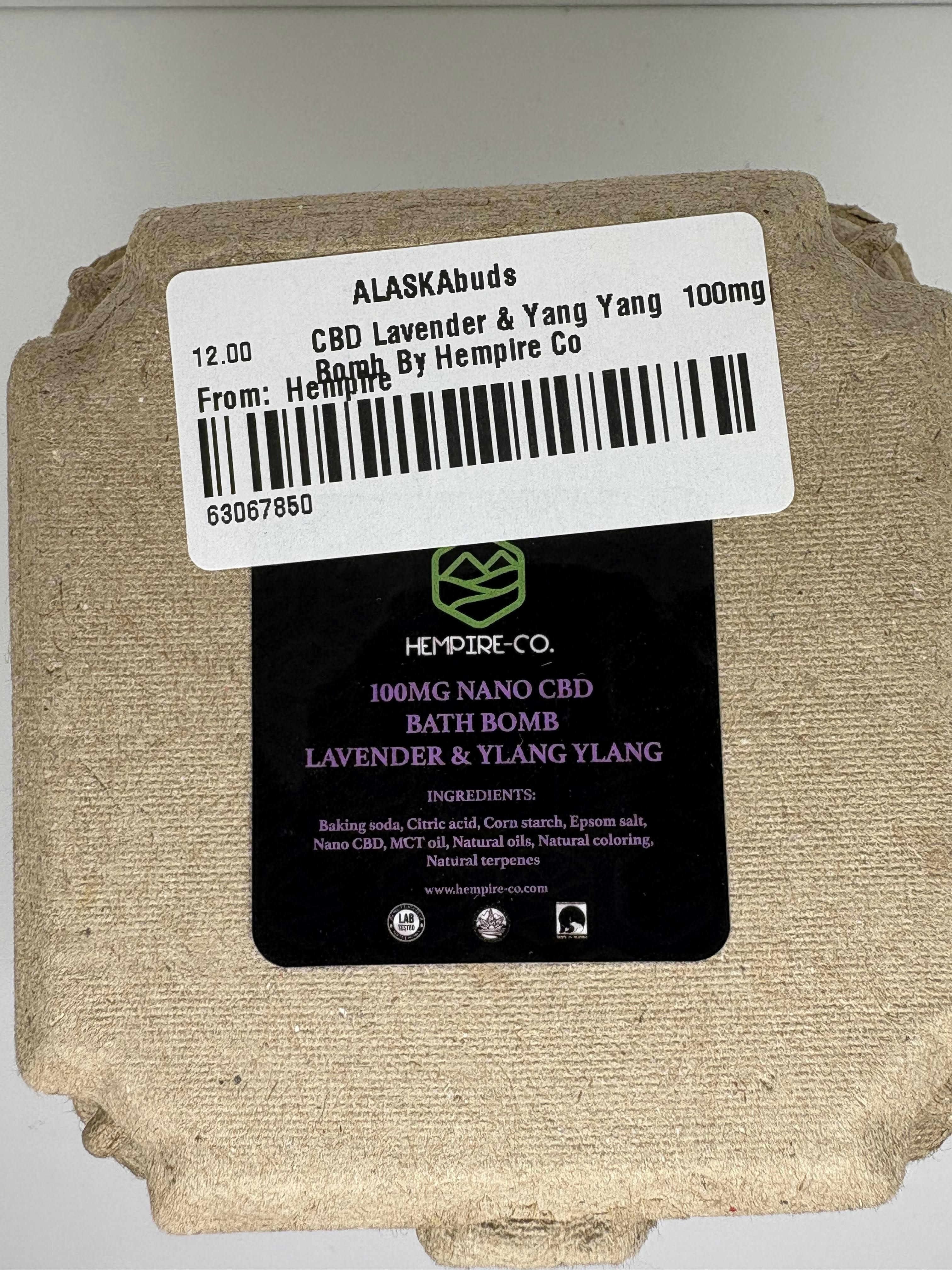 100mg Nano CBD Bath Bomb Lavender & YLang YLang at AlaskaBuds