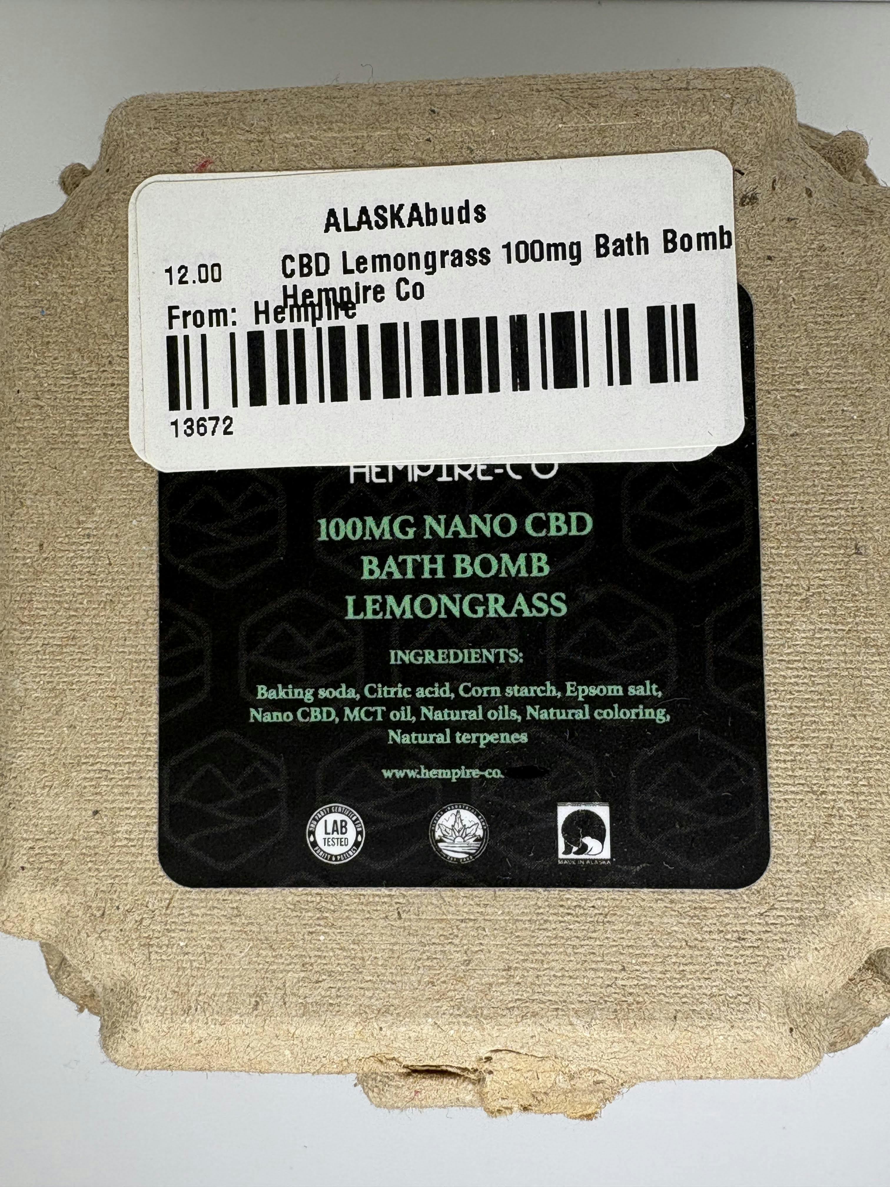 100mg Nano CBD Bath Bomb Lemongrass at AlaskaBuds