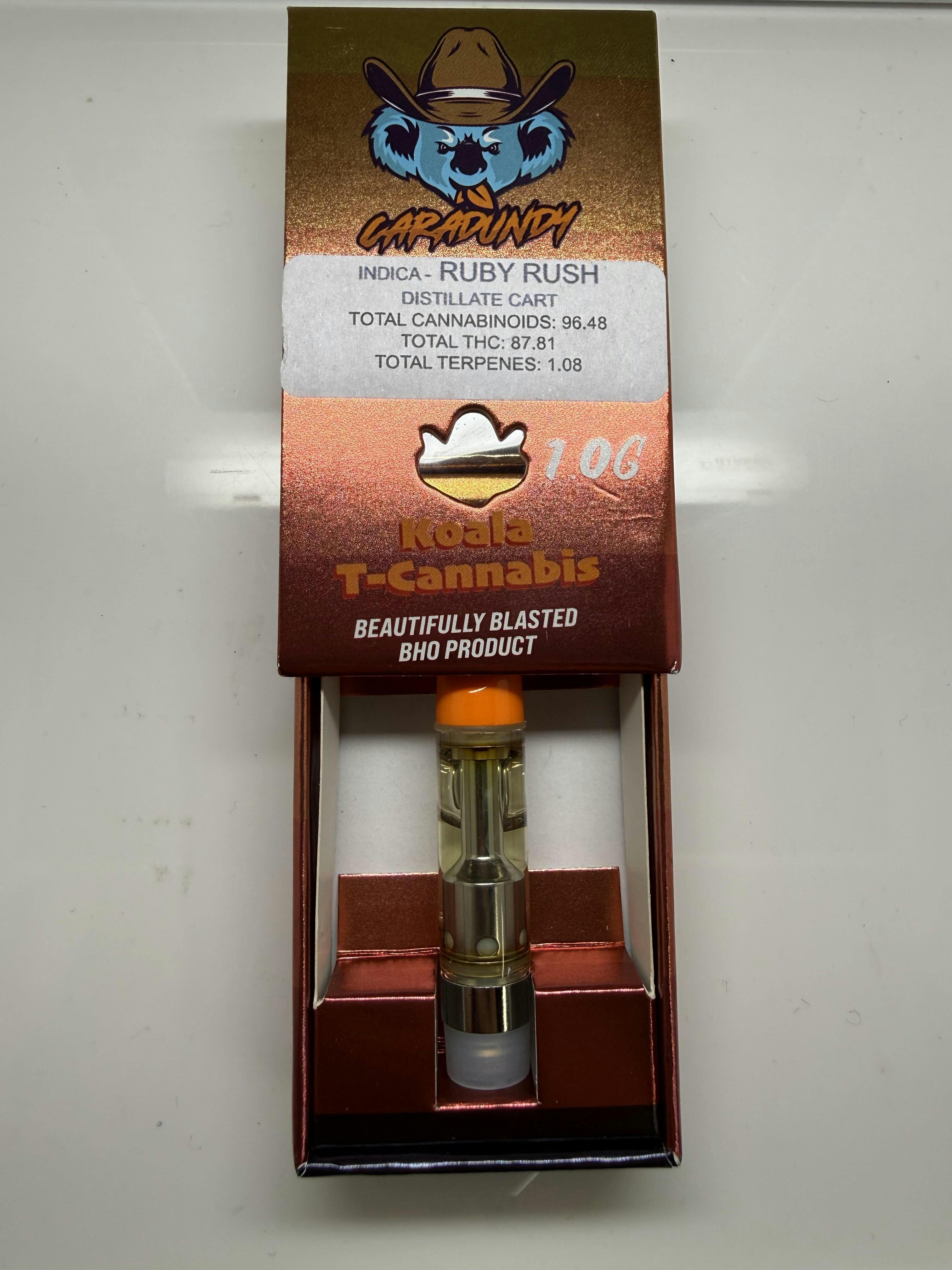 Ruby Rush 1g Cartridge 87.81% THC by Caradundy
